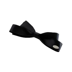 Schwarze Satin Schleife Haarspange, elegante einfarbige Haarschleife für Damen im Alltag.