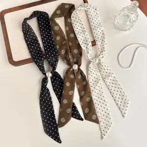 Cinta Para El Pelo De Tela De Lunares Vintage Pajarita Elegante Diadema De Cinta Con Perla Artificial Para Mujer Accesorios De Tocado De Vacaciones Casuales