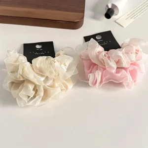 Juego de coleteros para el pelo de organza floral estilo coreano para mujeres, accesorios de coleta.