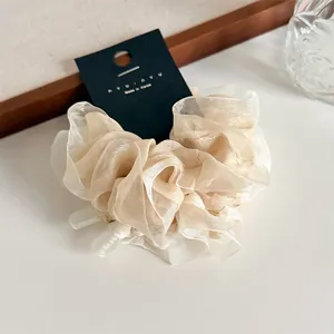 Coletero de organza con flores estilo coreano, accesorio de pelo suave para coletas elegantes.
