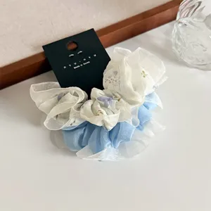 Estilo coreano hada malla floral coleteros dulces accesorios para el cabello mujer