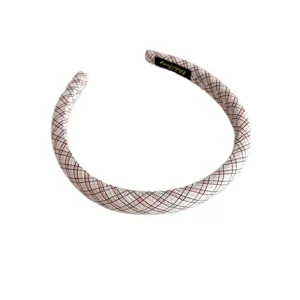 Serre-tête fin à carreaux style coréen, accessoire de cheveux chic pour un look élégant.