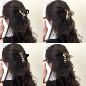 Pince à Cheveux Muguet en Cristal Artificiel et Strass Élégante Pince Crabe Fleur Étoile de Mer en Alliage pour Coiffure Quotidienne Femmes