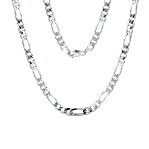 S925 silver Figaro chain necklace for men and women, stylish 5mm fashion jewelry item.