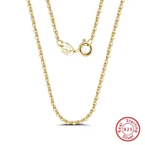 Gold plated S925 sterling silver cable chain necklace detail, 1.2mm delicate link chain.