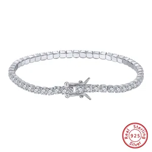 Bracciale Tennis in Argento Sterling S925 3mm Zircone Cubico Classico Gioiello Regalo