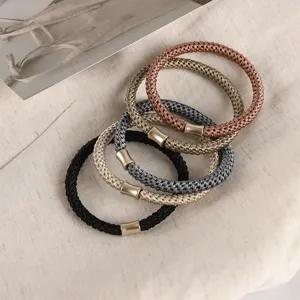Morandi Braided Hair Tie Alloy Metal Tube High Elasticity Ponytail Holder Durable Hair Rope Women Hair Accessories
