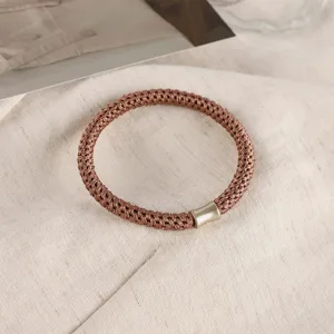 Braided hair tie for women ponytail holder elastic hair band with metal tube detail for daily styling
