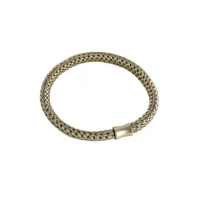 Morandi style braided hair rope with alloy tube, durable elastic ponytail holder band.