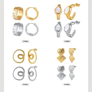 Set orecchini acciaio inossidabile geometrico oro argento cerchi gioielli moda accessorio