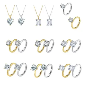 Set di gioielli in argento 925 con zirconi, collana e anello eleganti per donna chic.