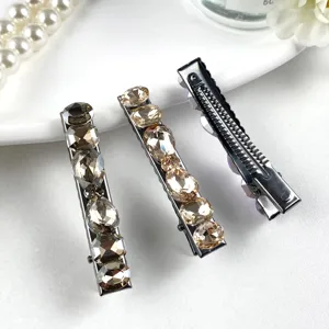 Crystal hair clips set vintage metal barrettes elegant sparkling rhinestones hair accessories