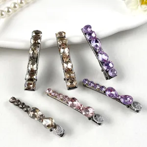 Elegant crystal hair clips set, sparkling rhinestones barrettes for women daily hair styling.