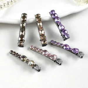 Crystal rhinestone hair clip set, elegant side barette for women and girls daily styling detail.