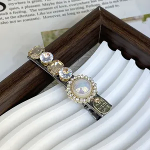 Korean ins style crystal pearl silver hair clip, elegant side clip for daily fashion styling.
