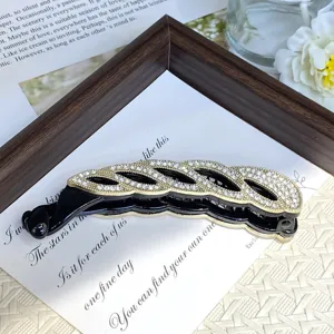 Crystal rhinestone banana hair clip elegant metal ponytail clip for women hair accessories