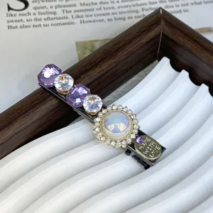 Crystal pearl hair clip exquisite rhinestone silver hairpin side clip elegant hair accessory detail