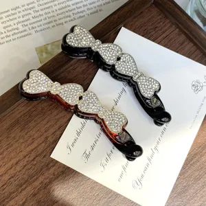 Rhinestone banana hair clip heart design crystal ponytail holder elegant hair accessories for women