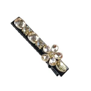 Crystal rhinestone black duckbill hair clip elegant fashion side barrette for women