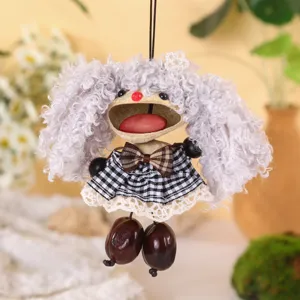 Handmade natural seed pod doll hanging pendant, creative decompression bag charm and wind chime.