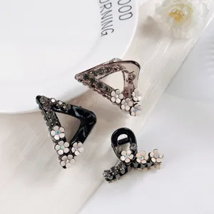 Elegant camellia rhinestone hair claw clips set, sweet minimalist mini shark clips for women.