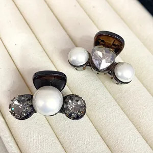Rhinestone pearl hair claw clips small shark clips elegant half tie hair accessories for women