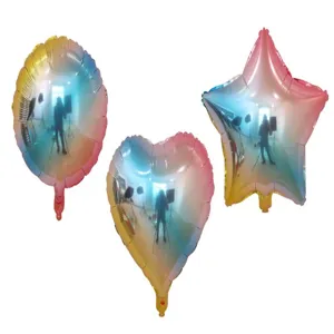 Lot ballons aluminium dégradé rond cœur étoile pour décoration mariage fête anniversaire