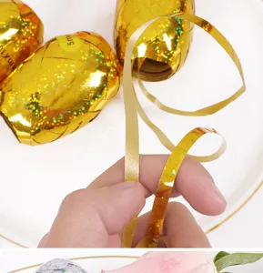 Gold Laser Band für Ballondekoration, glänzende Geschenkverpackung Schnur für Feiern Hochzeit.