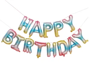 Ballons lettres en aluminium dégradé de 16 pouces pour décoration de fête d'anniversaire.