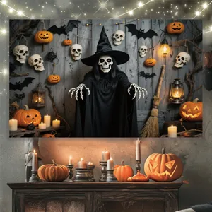 Halloween gruselige Skelett Hexe Wandbehang Tapisserie für Party Heimurlaub Hintergrund