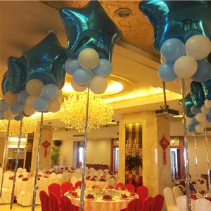 Blue star foil balloons and round latex balloons set for wedding and birthday party decor.