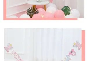Cute elephant gender reveal party banner pink and white balloons venue decoration set for baby shower
