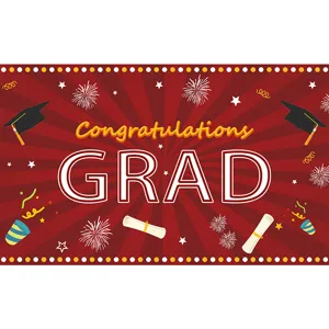 Banner de fondo de graduación con diseño Congratulations GRAD para decoración de fiesta
