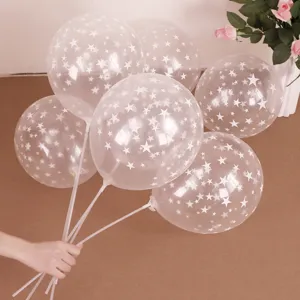 Ballons en Latex Transparents Avec Impression d'Étoiles Blanches Pour Décorations de Fête d'Anniversaire de Mariage Fournitures de Ballons Thème Ciel Étoilé