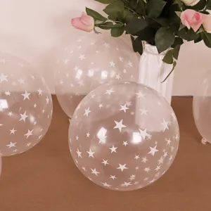 Ballons en latex transparents avec des imprimés d'étoiles blanches, pour déco de fête 12 pouces.