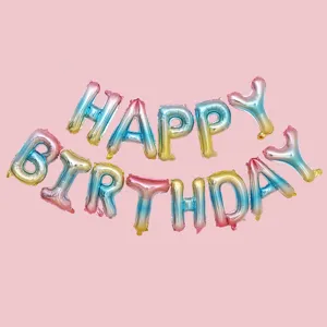 Ballons Lettres Dégradé 16 Pouces Happy Birthday Ballon Aluminium Décoration Fête
