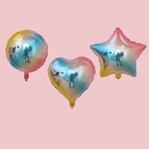 Lot de ballons en aluminium dégradé formes ronde cœur étoile pour fête mariage anniversaire