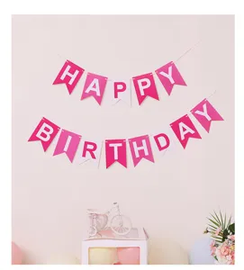 Roze witte verjaardag slingers papier zwaluwstaart hangende vlaggen feest decoratie