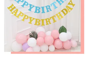 Glitter paper birthday banner uppercase letters Happy Birthday hanging decor for party