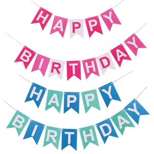 Happy Birthday Banner Kleurblokkering Visstaart Vorm Alfabet Papier Hangende Slingers Voor Verjaardag Feest Decoratie Locatie Lay-out Rekwisieten