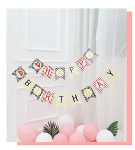 Kids birthday party banner cute cartoon paper bunting garland decoration for baby shower.