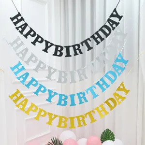 Glitter Paper Happy Birthday Banner Capital Alphabet Letter Sign For Birthday Party Background Wall Decoration Supplies Garland