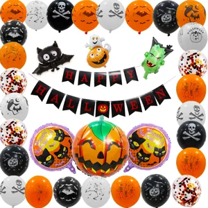Halloween ballon set en banner decoratie voor feest, bar en griezelige evenement opstelling.
