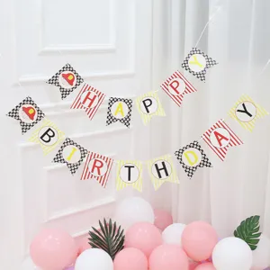 Firefighter Cartoon Birthday Banner For Kids Swallowtail Paper Bunting Happy Birthday Alphabet Banner Party Decoration