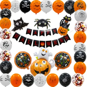 Halloween ballon decoratie set, spookachtige pompoen geest spin folieballonnen banner.