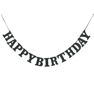 Happy birthday letter banner black paper garland for party celebration and home decor