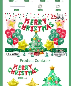 Christmas party balloon decoration set with foil tree stars latex balloons for holiday decor