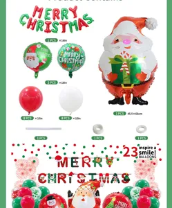 Christmas balloon set with Santa foil balloons and latex balloons for holiday party decor.