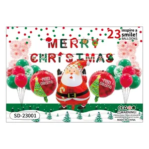 Merry Christmas Santa Claus Foil Balloons Set Alphabet Banner Latex Balloon Kits Festival Party Venue Atmosphere Venue Decoration Accessory Supplies