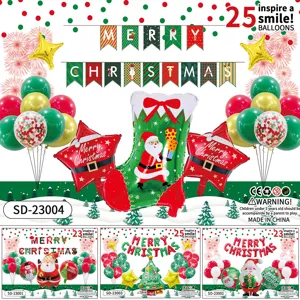 Christmas Santa balloon set with banner for holiday party decoration and festive atmosphere.